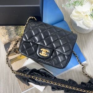 Chanel Mini Square Romance Flap Bag Black